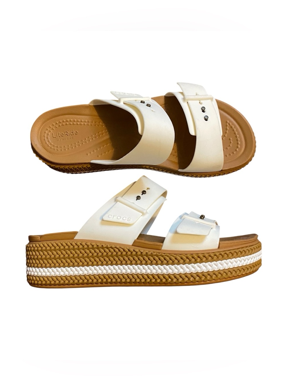 Crocs Brooklyn Buckle Low Wedge Sandals Slides Women’s 7
